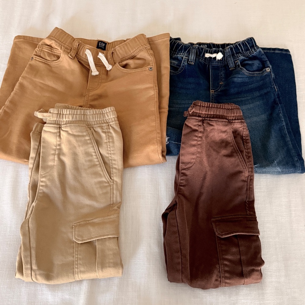 BUNDLE- GAP Kids Brown/Denim Pull on Pants; H&M Cargo Joggers 2 Pack